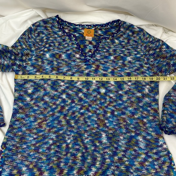 Ruby Rd. Variegated Purple Blue Green V-Neck Sweater Size Medium - Picture 6 of 10